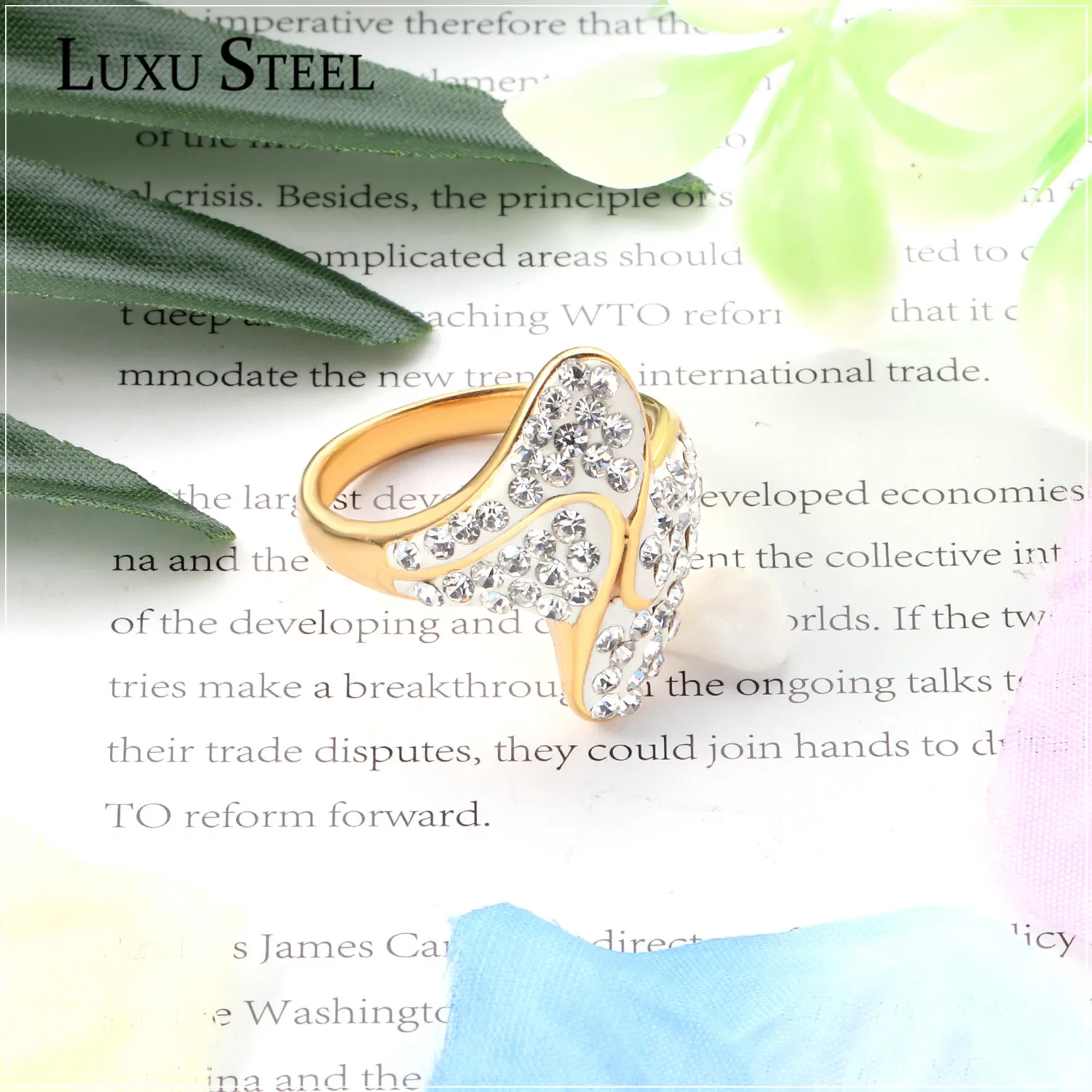 Женские свадебные аксессуары LUXUSTEEL обручальные кольца золотого цвета с