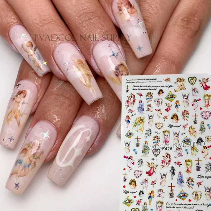 Роскошные 3D наклейки для дизайна ногтей наклейка самоклеящийся дизайн ангела Cherub украшения аксессуары