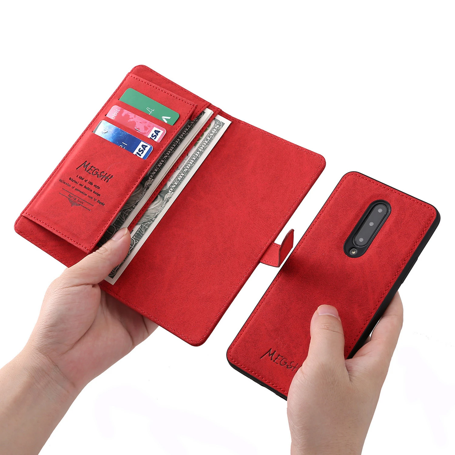 Red Wallet Case Флип-чехол с карманом для карт, кожаный чехол для телефона, чехол-кошелек со съемной магнитной задней крышкой, Пряжка для iPhone X XS XR, чехол s - Цвет: Red Wallet Case