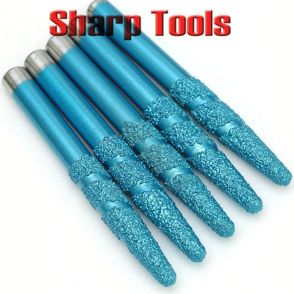 5pc 10x6x50x105L Tapered Diamond Router Bits CNC Milling Cutters 3D Relief Carving Cutting Engraving Tools on Marble Blue Stone