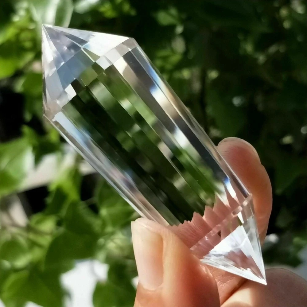 High Quality 24 Sided Natural Clear Double Terminated Vogel Inspired Crystal Wand As Decoration For Home Or Gift LU