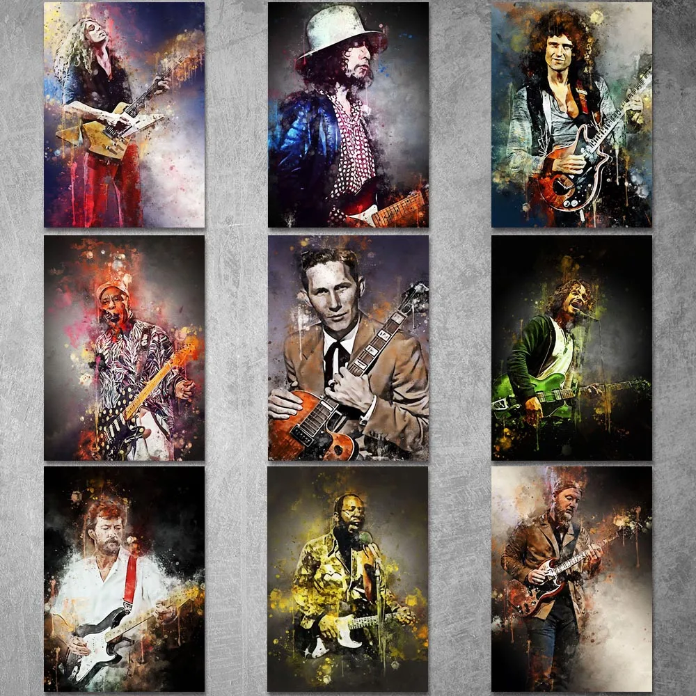 

Canvas Painting Clapton Black Bg Posters and Prints Wall Art Picture for Living Room Decor No Frame