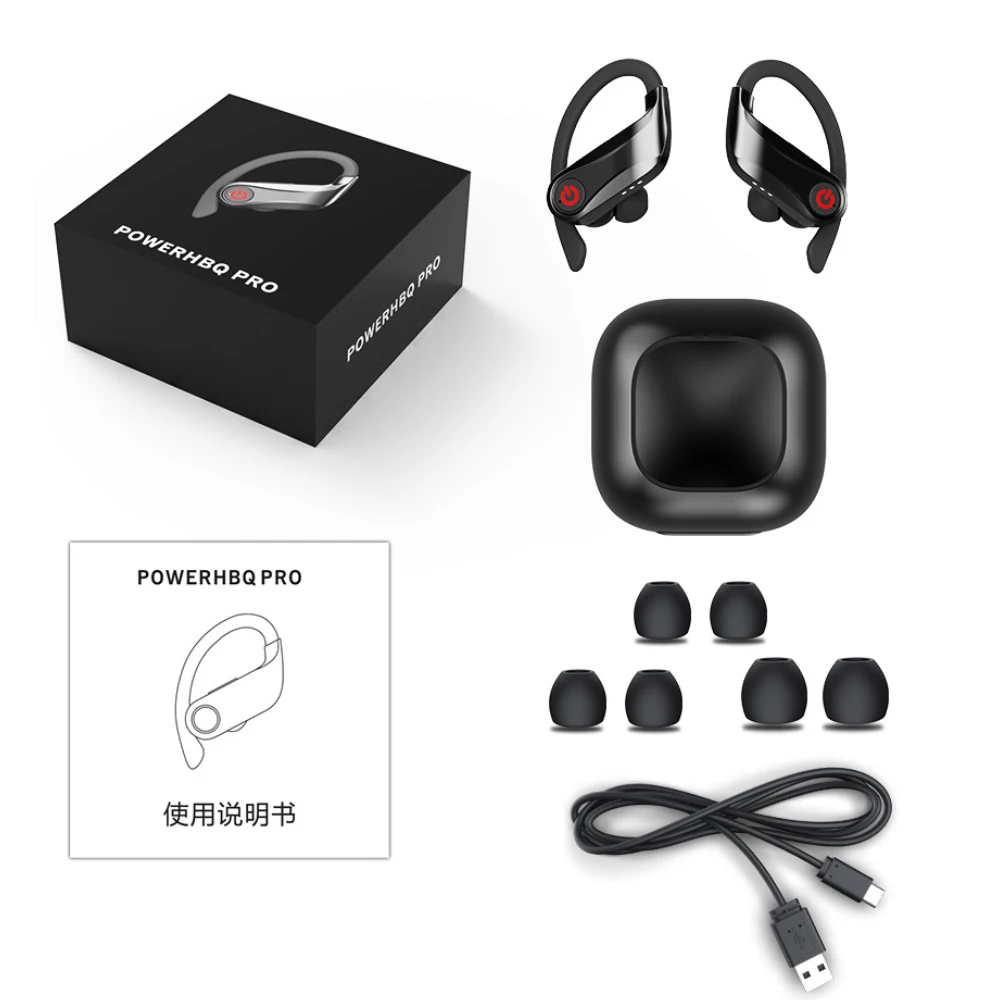 Sport Bluetooth 5.0 Earphone Wireless Stereo With Mic Big Power Bass Headset TWS Handsfree Earbuds Headphone | Электроника