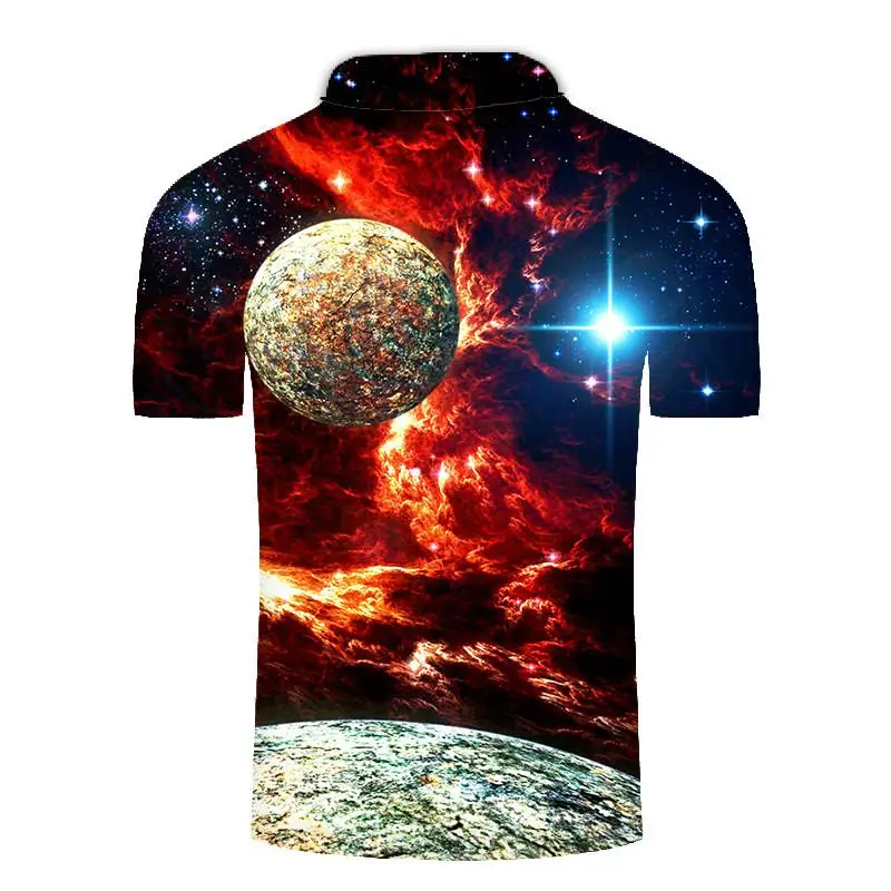 

Mens Clothing 2020 polo t shirt for men classic Summer Short Sleeve Polo Shirt Men Casual Slim Starry sky 3d printed polo homme