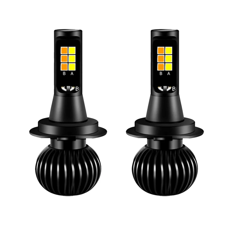 

CAR Front Fog Light Bulbs Dual Color 70W H11 H3 H4 H7 9005 HB3 9006 HB4 880/881 H27 LED DRL Lights White Yellow Ice blue