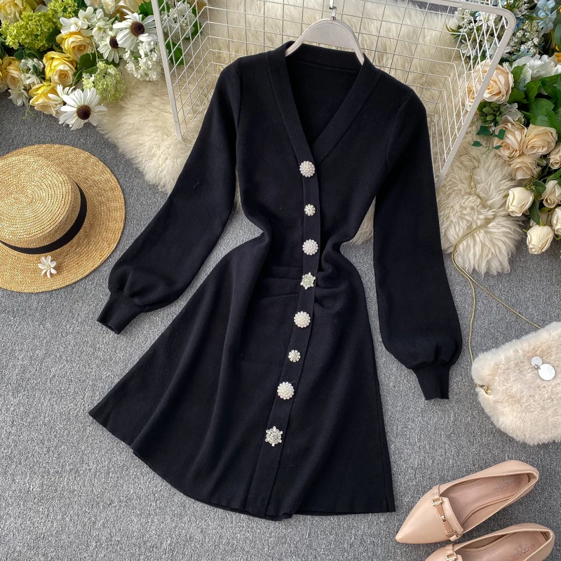 Коробов осень зима женские вязаные вечерние Ночное платье в винтажном стиле с