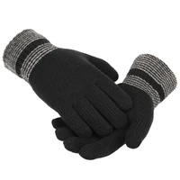 new mens gloves autumn plus velvet thick knitted cotton wool gloves winter cold and warm riding gloves motocross gloves