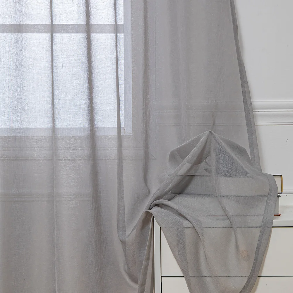 Дешевые серые тюлевые занавески прозрачные льняные s для гостиной спальни кухни