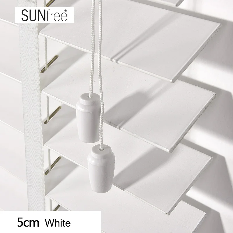 white SUNfree липа деревянные жалюзи лестница лента styel Настоящее Дерево венецианские жалюзи 50 мм планка коричневый/белый/коричневый/черный - Цвет: white