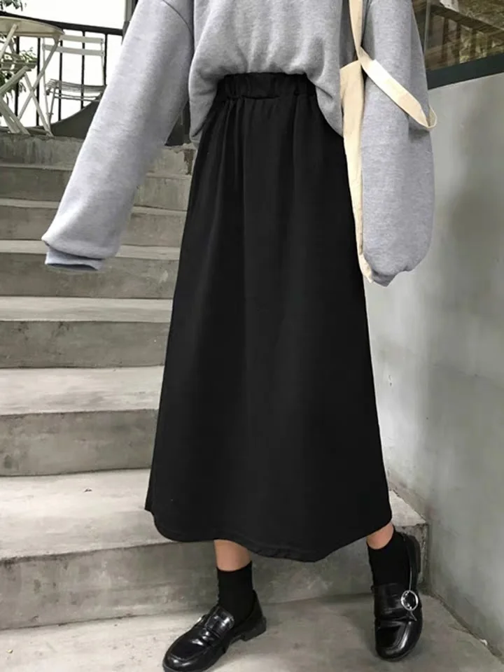 

Новинка Весна 2020, юбка с завышенной талией, юбка средней длины, студенческое длинное платье, стройнящее женское черное ТРАПЕЦИЕВИДНОЕ ПЛАТЬ...