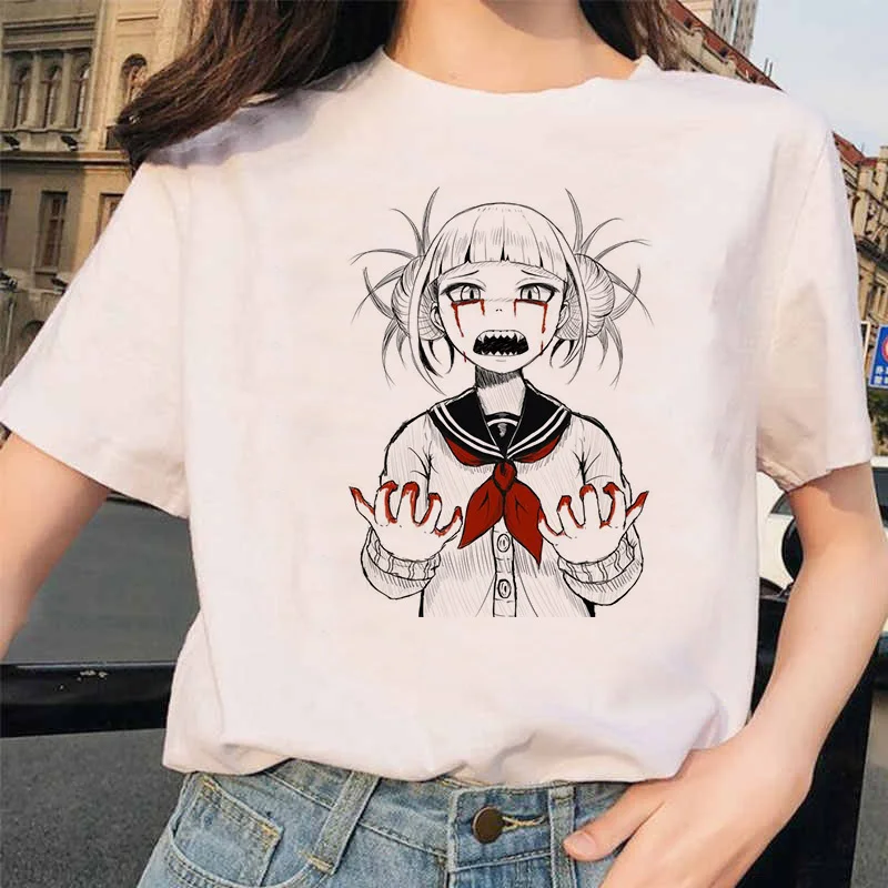 Японский аниме Ahegao футболка Женская Harajuku Boku No Hero Academy футболка Senpai смешная футболка Himiko Toga футболки женские