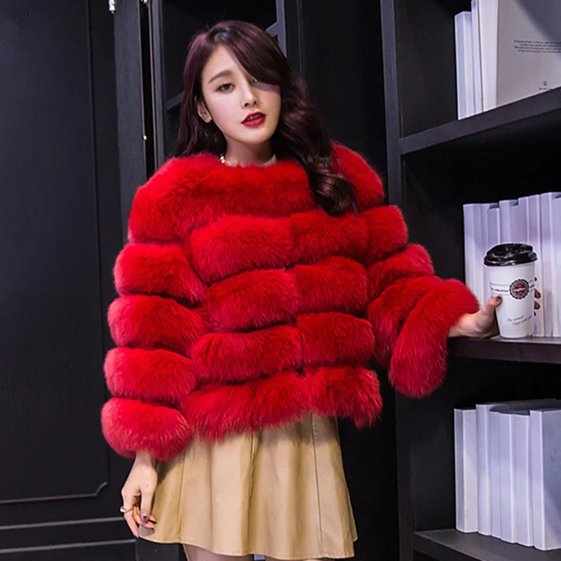 women's winter jacket Imitation fox fur coats new slim short splicing coat for women 3xl outerwear