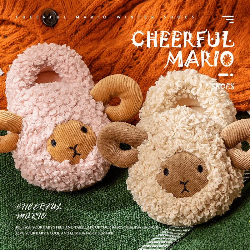 

Baby Boys Cotton-padded Shoes Children Winter Warm Cute Sheep Girls Indoor Slippers 2022 Unisex Kids Fashion Lovely Casual Shoes