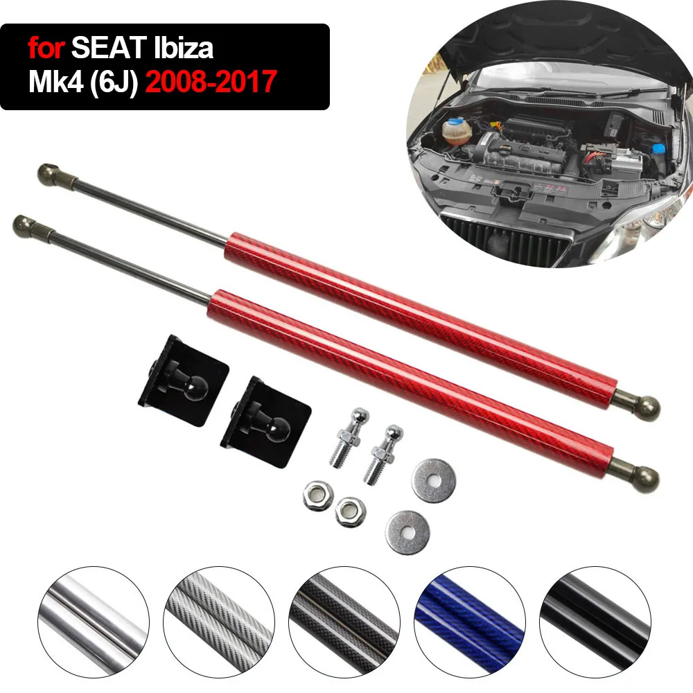 for SEAT Ibiza Mk4 (6J) 2008-2017 Front Bonnet Hood Modify Gas Struts Carbon Fiber Lift Support Shock Damper Absorber