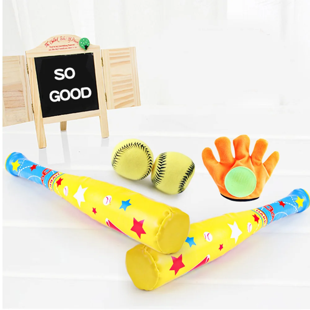 

1 Set/4 Pcs ABS Baseball Kit Baseball for Kids Chindren Outdoor Sports (1 Pc Bat, 1 Pc Hoop and Loop Glove, 2 Pcs Baseball)