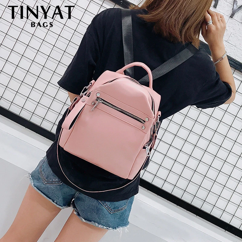 

TINYAT PU Women Canvas Backpack Casual Rucksacks 15inch Laptop Backpacks College Student School Bag Backpack Women Mochila