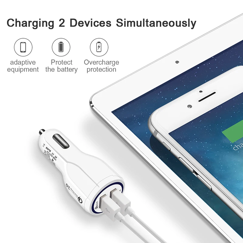 Автомобильное зарядное устройство Quick Charge 3 0 USB быстрое для Xiaomi Mi 9 iPhone X Xr 8 huawei samsung