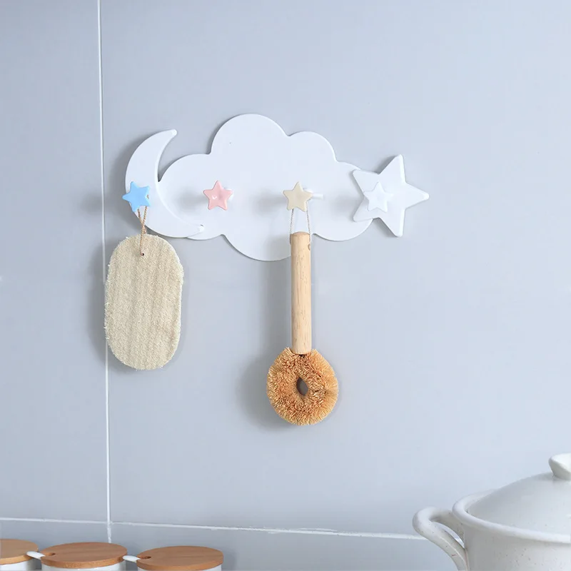 Настенная вешалка для одежды с 4 крючками подвесная полка хранения вещей