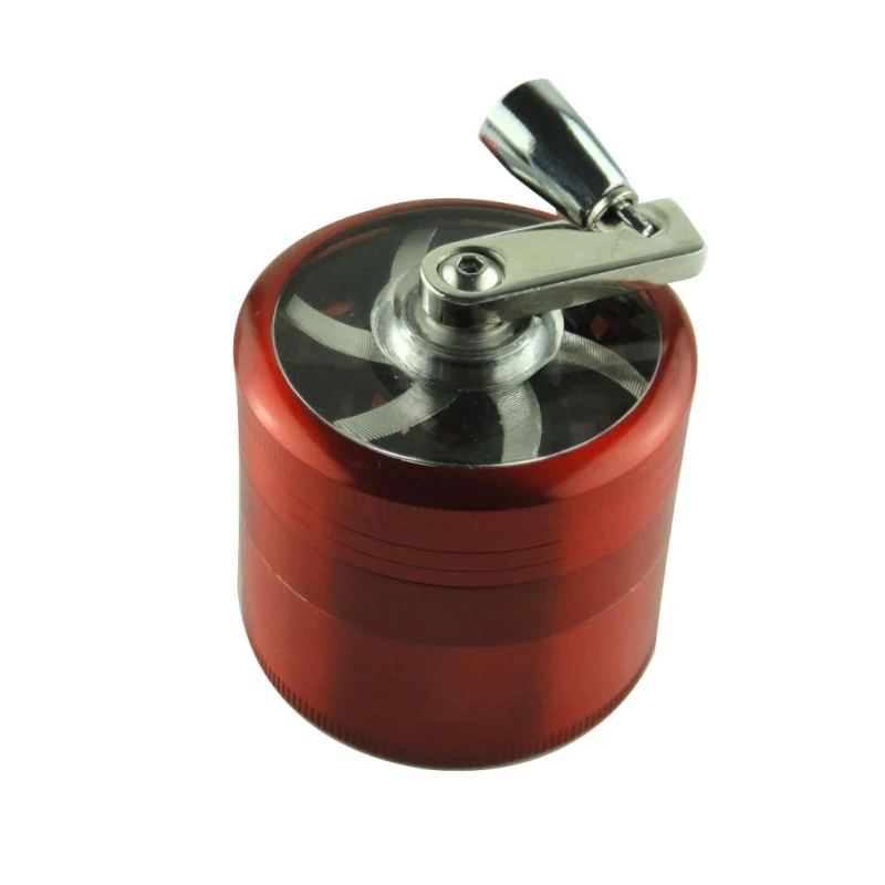 

4Layers Herb Tobacco Spice Weeds Grass Aluminium Grinder Smoke Crusher Hand Crank Muller Mill Pollinator Smoking Accessories