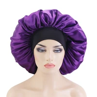 new big size satin fabric bonnets night sleep hat solid color with elastic band parcel long hair comfortable headscarf headwear