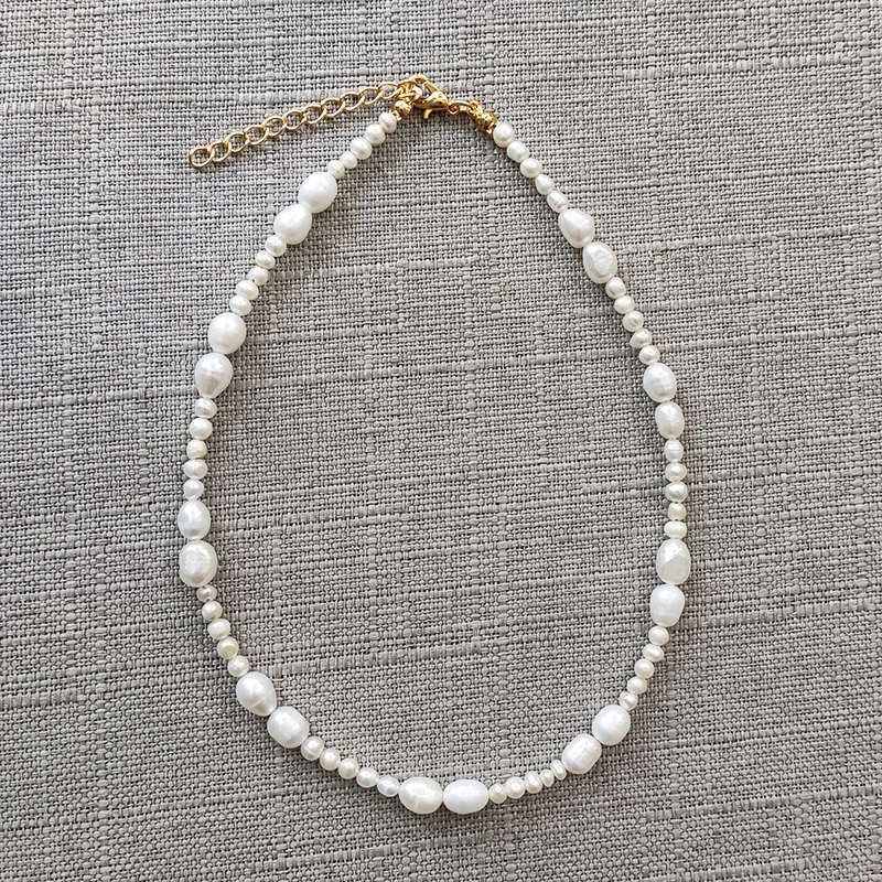 

Handmade Natural Freshwater Pearl Necklace Ladies High Quality Real Pearl Neck Choker Simple Fashion Banquet Jewelry Accessory