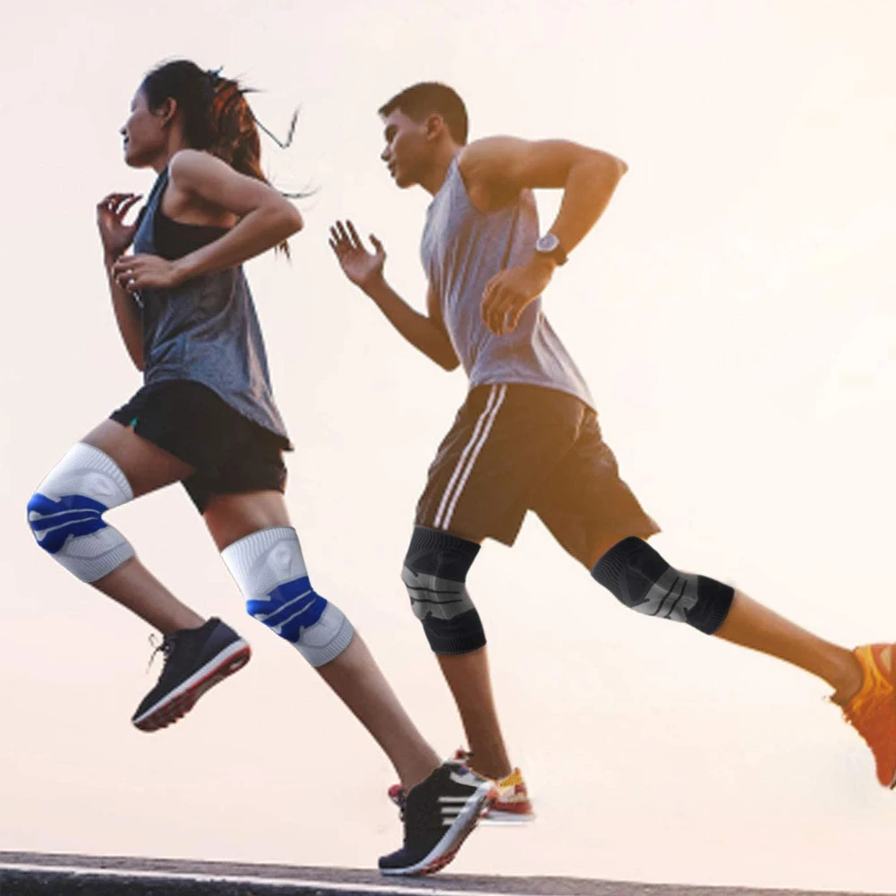 

1PCS Compression Knee Support Sleeve Protector Elastic Knee Pads Brace Springs Gym Sports Basketball Volleyball Running Black