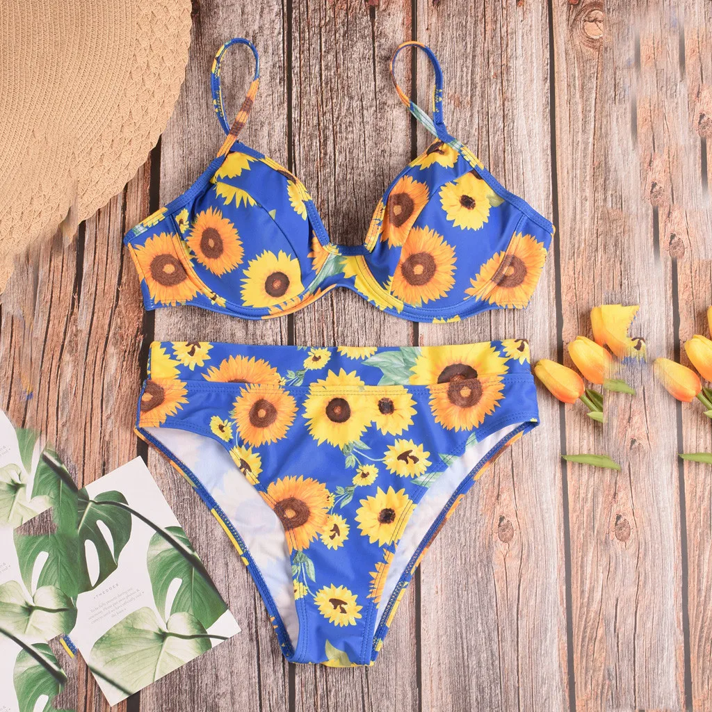 Купальник-бикини с высокой талией и леопардовым принтом | Женская одежда