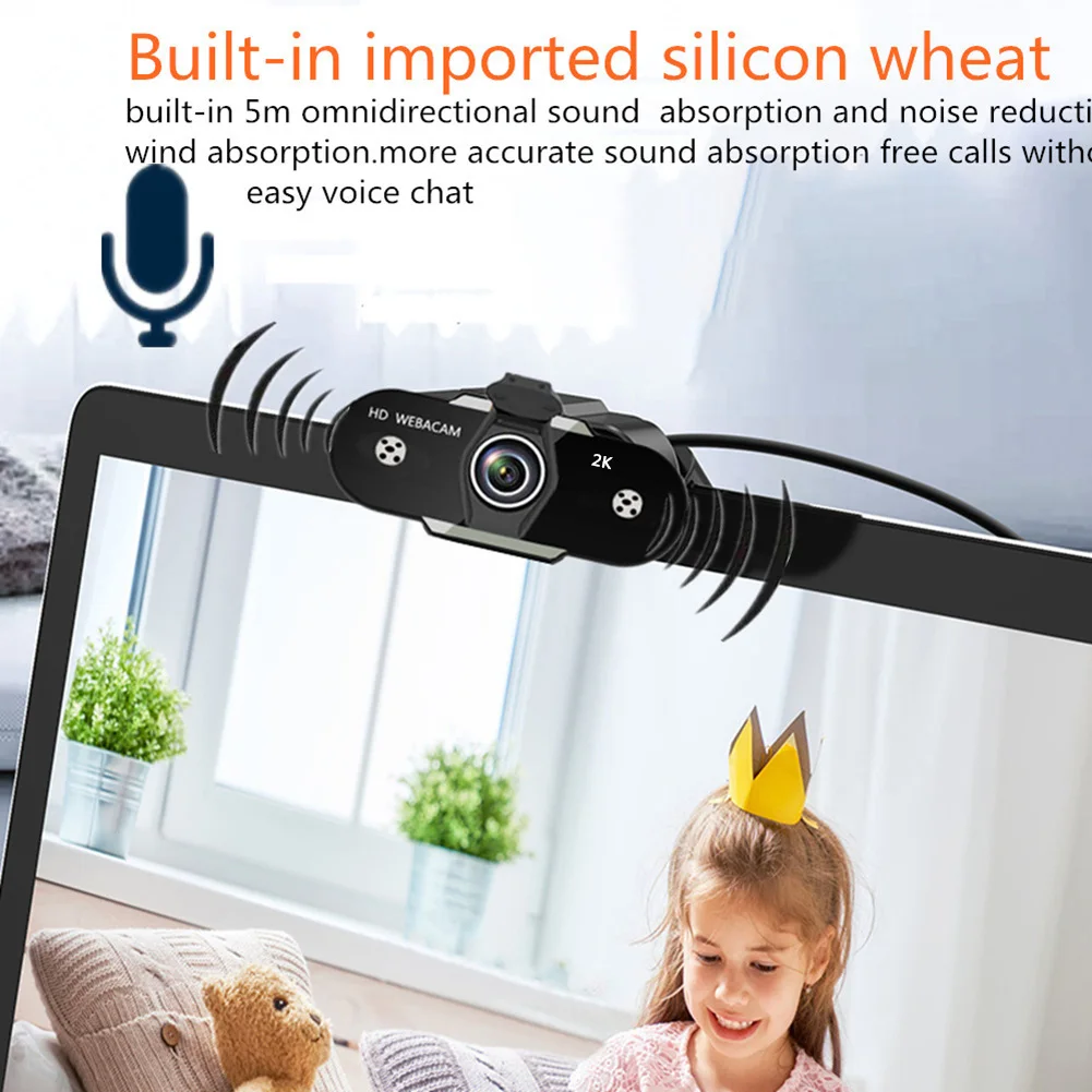 

Desktop Laptop USB Webcam Online 2K Full HD Web Camera Video Recording Set with MIC Household Computer Safety Parts