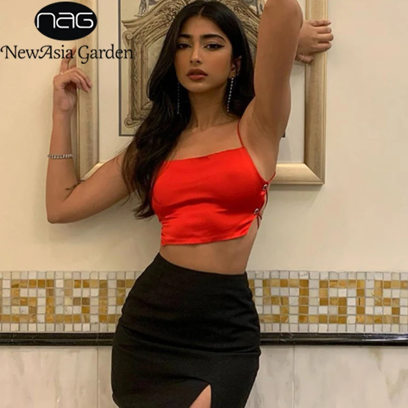 NewAsia двухслойная атласная майка Бюстье Топ с открытой спиной спагетти ремень сексуальный укороченный топ женский укороченный жилет 2020 уличная одежда Mujer NewAsia двухслойная атласная майка Бюстье Топ с открытой спиной спагетти ремень сексуальный укороченный топ женский укороченный жилет 2020 уличная одежда Mujer