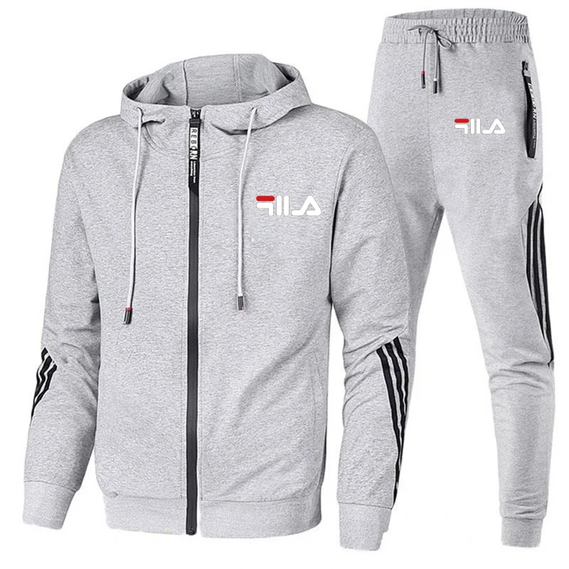 

2021 Casual Tracksuit Men Sets Hoodies And Pants Two Piece Sets Zipper Hooded Sweatshirt Outfit Sportswear Male Suit Clothing