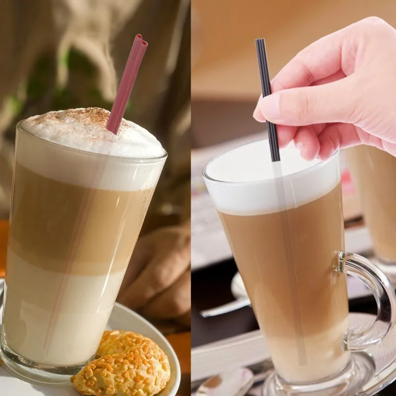 

Kitchen Barware Bar Accessories Independent Packing Straw Brown Pp Double Hole Coffee Drink Straws 200 Pcs/lot