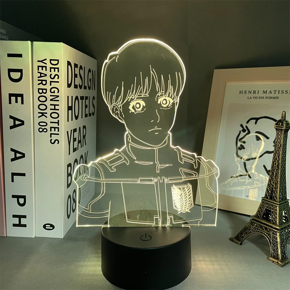 

Светодиодные лампы Arlert в стиле аниме «атака на Титанов», 3D ночники RGB, украшение для стола в спальню