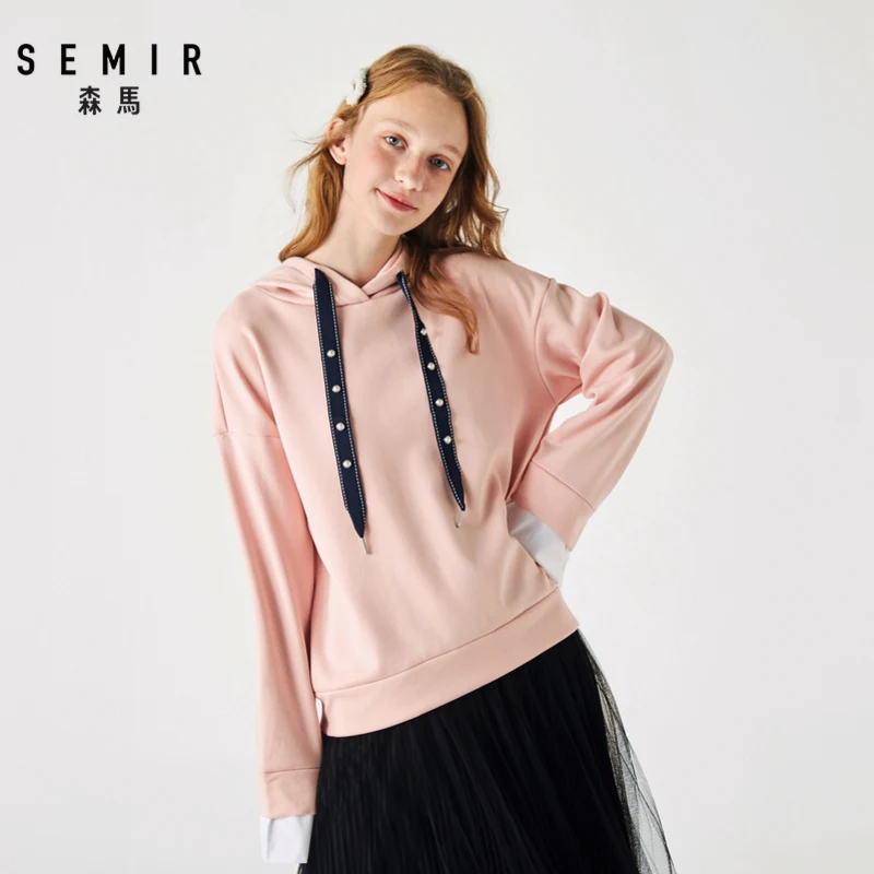 Женский свитер с капюшоном SEMIR свободная толстовка в Корейском стиле из плотного