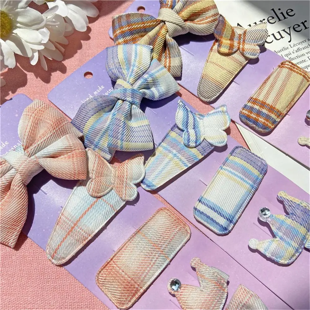 

5Pcs/Lot Hair Clips Printed Children Cotton Barrettes Plaid Hair Pins Hairbands For Women Girls Bows Hairpin Hair Accessories