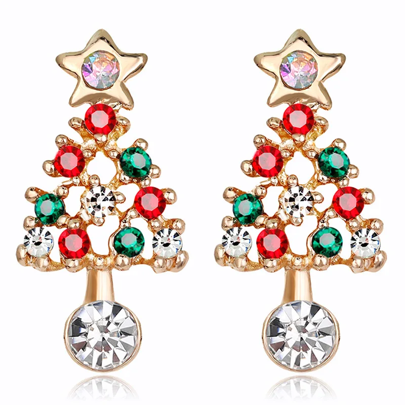Style 45 Фирменный Новогодний подарок Санта Клаус сливовый олень белый бархатный шар Красный Кристалл Висячие серьги длинные серьги с подвесками для Рождества - Цвет: Style 45