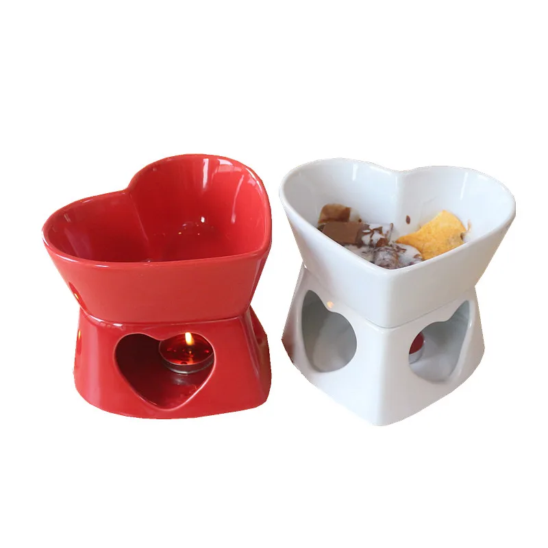 ice cream fondue tool Chocolate podjarka furnace ceramic heart bowl color |