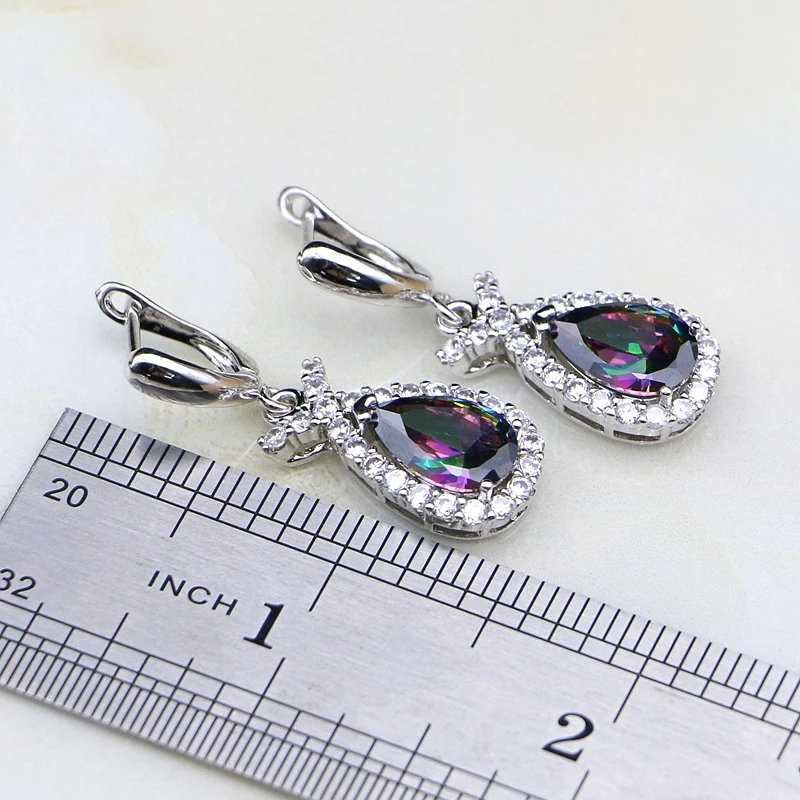 Женский комплект из колье серёг кольца и браслета серебра 925 пробы | Украшения