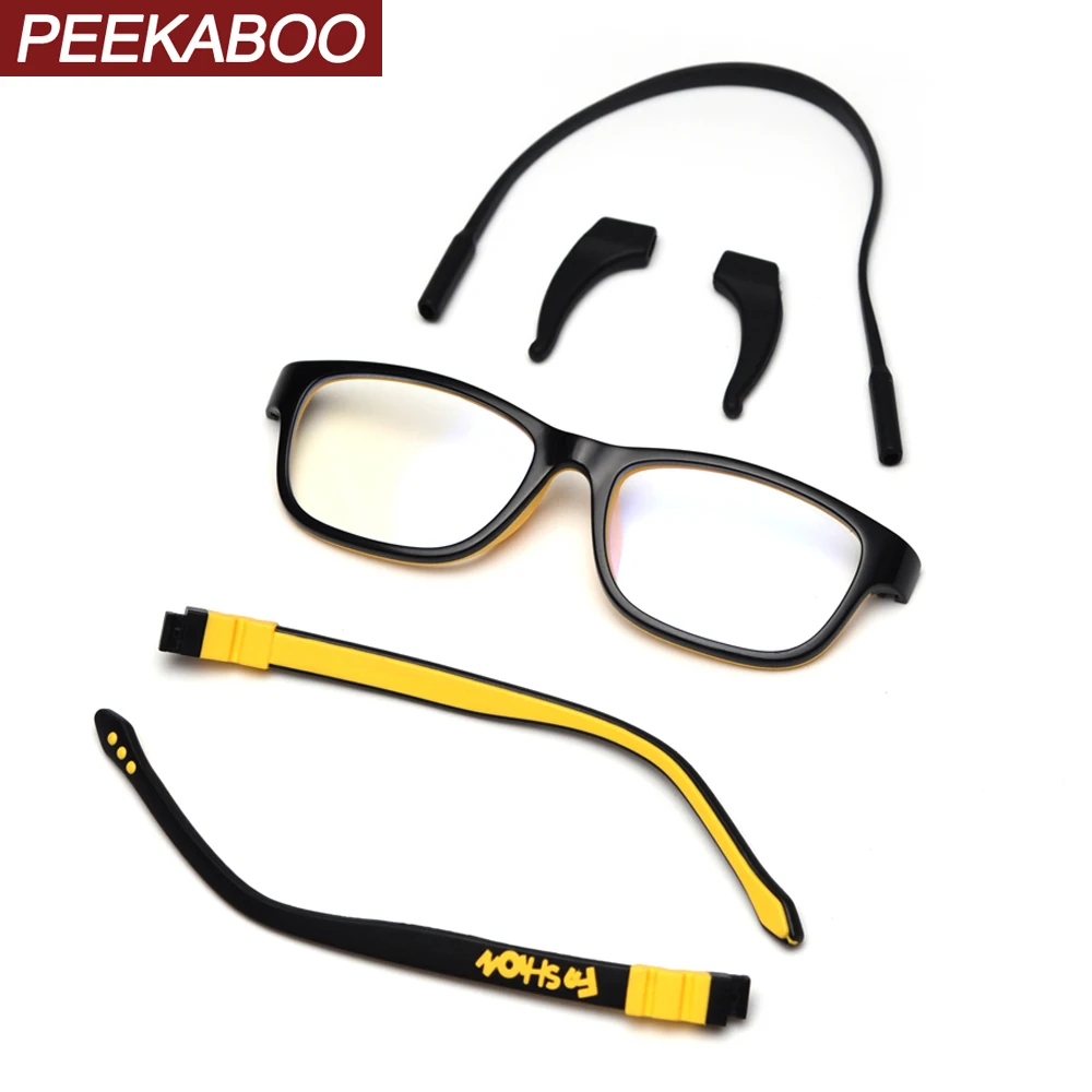 Peekaboo силиконовые детские очки Оптические сверхлегкие Детские аксессуары для мальчиков желтые синие очки для девочек Квадратные прозрачные линзы