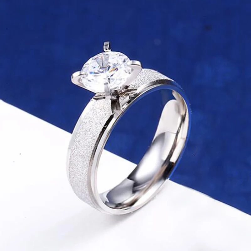 Романтическое кольцо Diamon из титановой стали для пары простое полированное