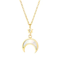 fashion zirconia star moon pendant necklace for women gold color stainless steel elegant party birthday jewelry