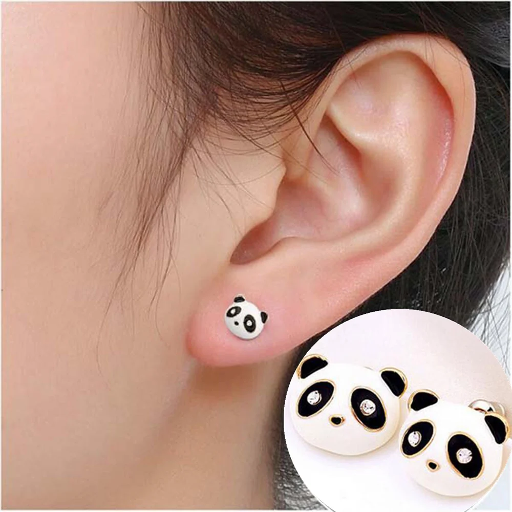 Новые милые изящные серьги-гвоздики с пандой изображениями героев мультфильмов