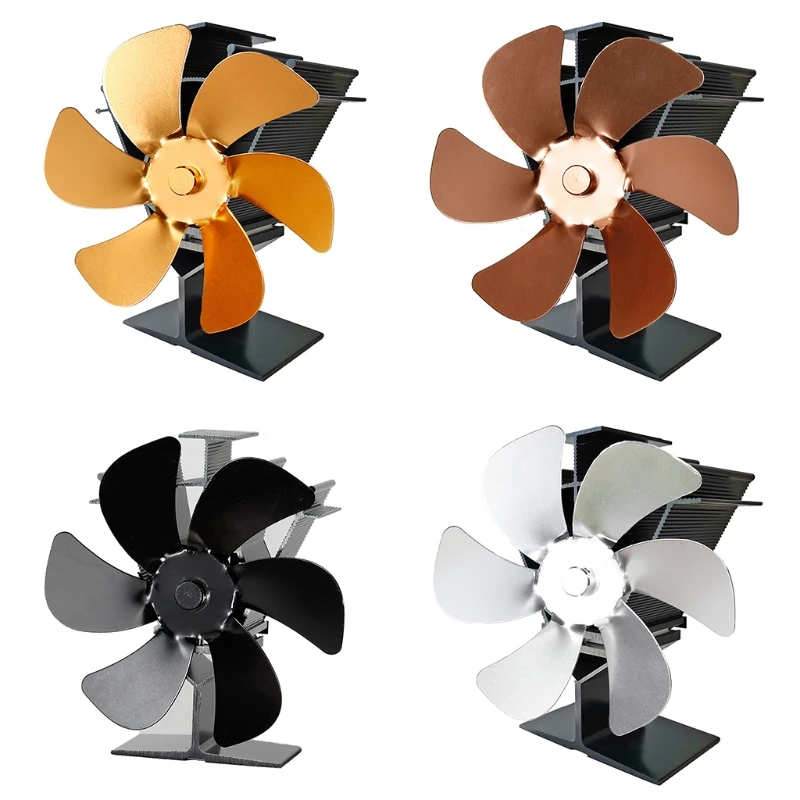 

6 Blades Heat Powered Stove Fan Log Wood Burner Safe Quiet Fireplace Ecofan Fuel