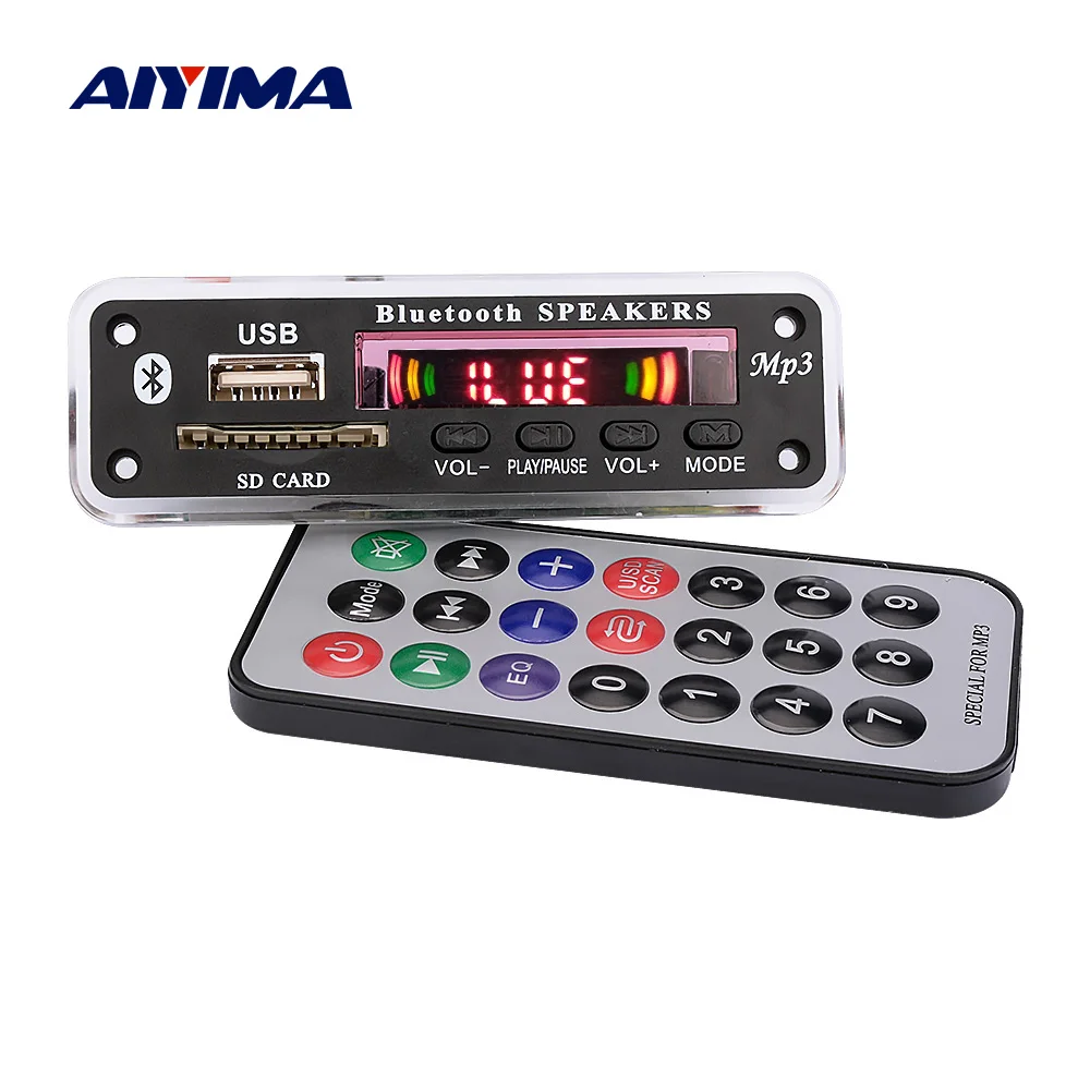 

AIYIMA Bluetooth MP3 Decoder Board WMA WAV FLAC APE Decoding AUX USB SD FM Radio Music Player For Bluetooth Speaker Amplifier