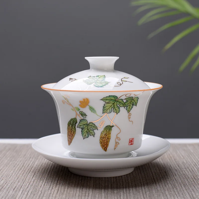 Высокое качество белый костяного фарфора Gaiwan чайный набор, путешествия керамический чайный набор, белый чайный набор кунг-фу, китайский фарфор гайвань чашка - Цвет: 04