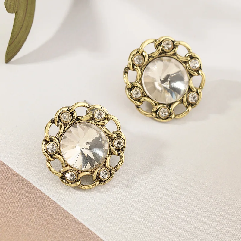 

Модные украшения, французские винтажные Старые золотые серьги в старинном стиле, Женские Простые круглые геометрические акриловые серьги ...