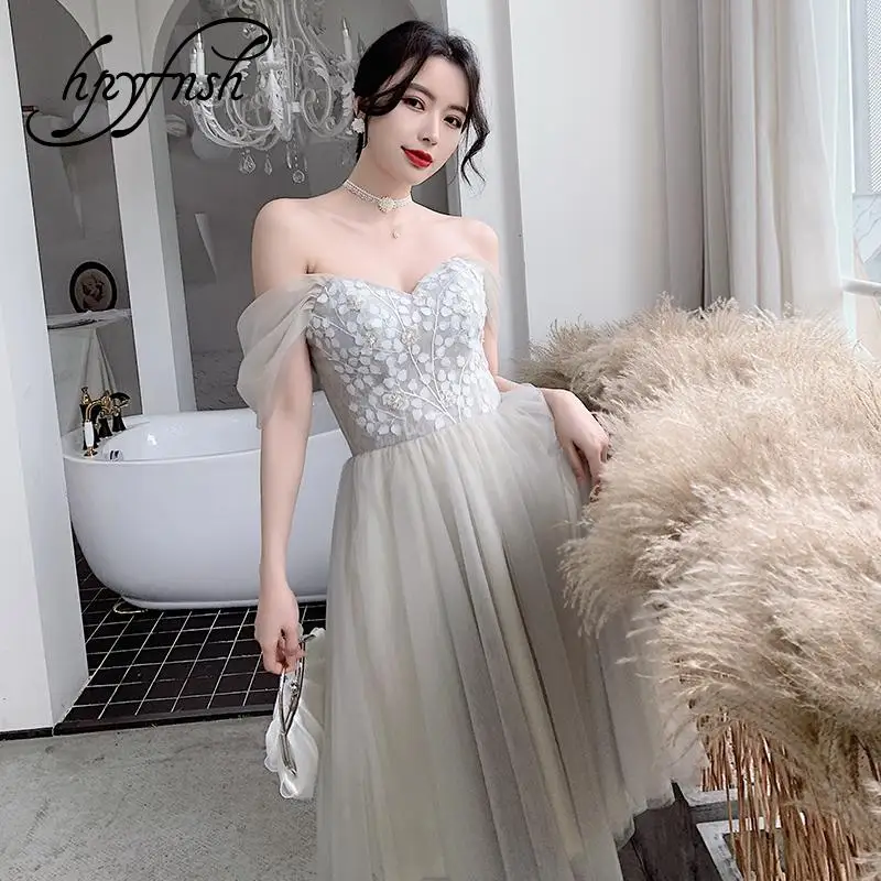 2020 New Grey Temperament Spaghetti Straps Bridesmaid Dress Simple Atmosphere 18-Year-Old Party Annual Meeting Banquet Dress