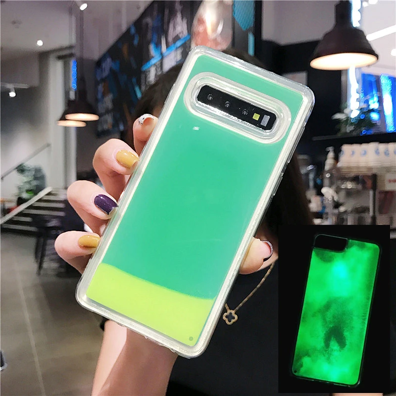 Светящийся чехол для телефона Samsung Galaxy S10 S9 S8 Plus S10e Note 8 9 10 + Чехлы жидкий Мягкий