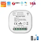 Умный переключатель Tuya Zigbee Mini, 16 А, светодиодный светильник, модуль Smart Life, поддержка голосового реле, таймер, работа с Google Home, Alexa