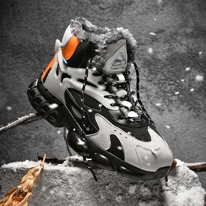 

Мужские теплые плюшевые кроссовки для бега, сезон зима 2021, модная амортизирующая Спортивная тренировочная обувь, кроссовки для фитнеса, спо...