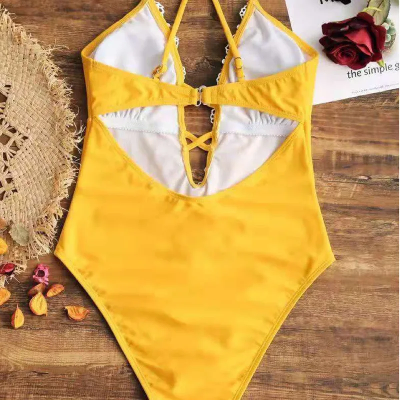 Сексуальный цельный купальный костюм с глубоким v-образным вырезом Женский